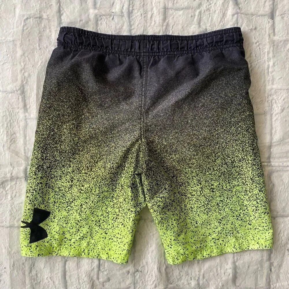 Under Armour youth M lined swim shorts w/drawstring waist yellow & black